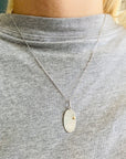 Imprint Oval Silver 14kt Pendant 18 inch Chain